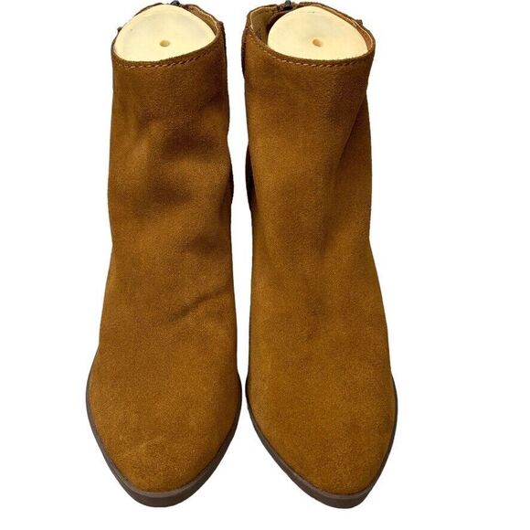 BP. Heath Brown Suede Back Zip Block High Heel Ankle Bootie EUC Womens Size 9.5M - Picture 2 of 12